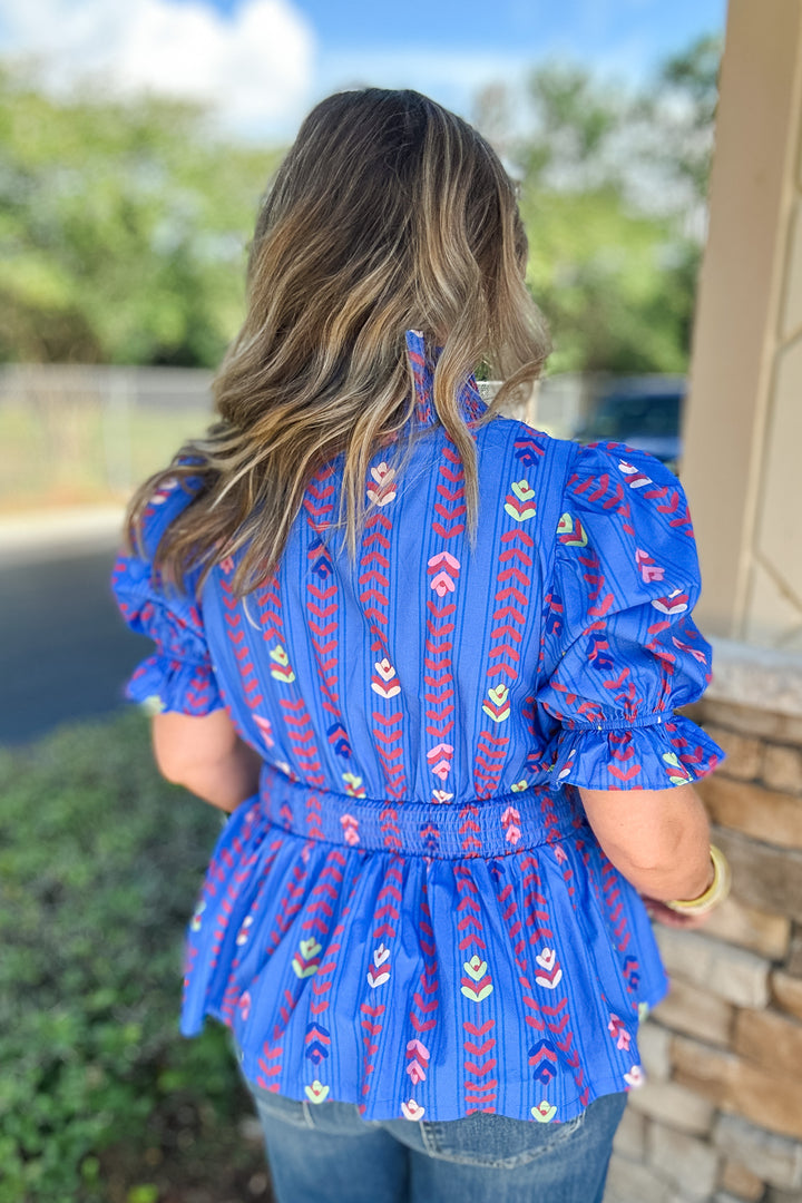 Next To It Ruffle Blouse - Blue