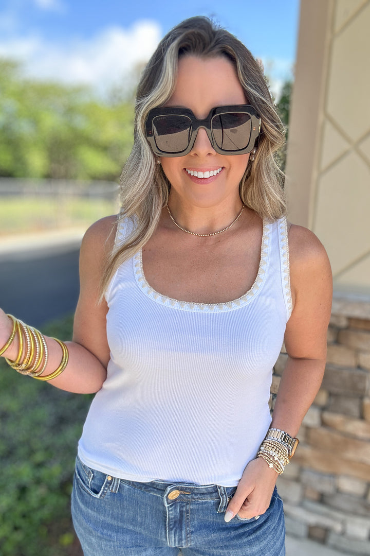 Z Supply: Jaidynn Whipstitch Rib Tank - White