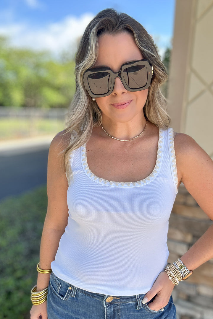 Z Supply: Jaidynn Whipstitch Rib Tank - White
