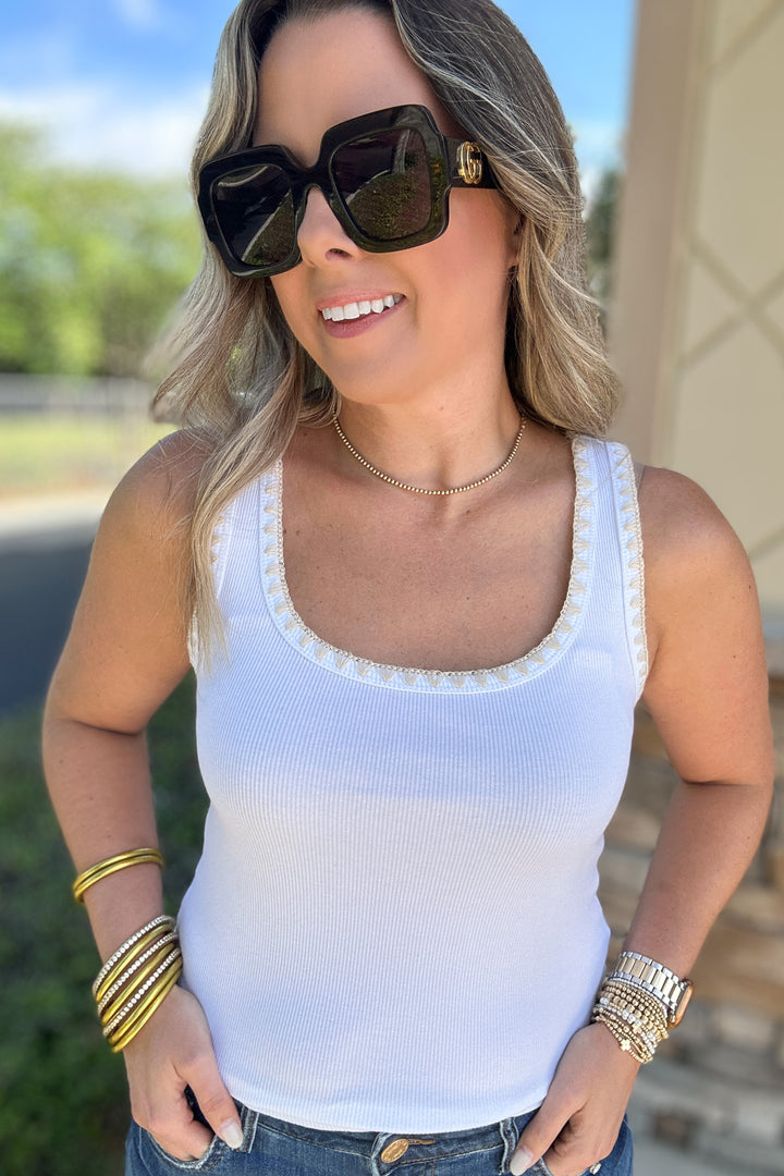 Z Supply: Jaidynn Whipstitch Rib Tank - White