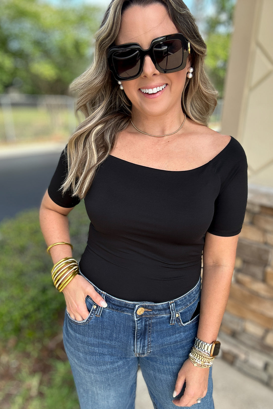 SPANXsmooth™ Jersey Scoop Neck Bodysuit - Very Black