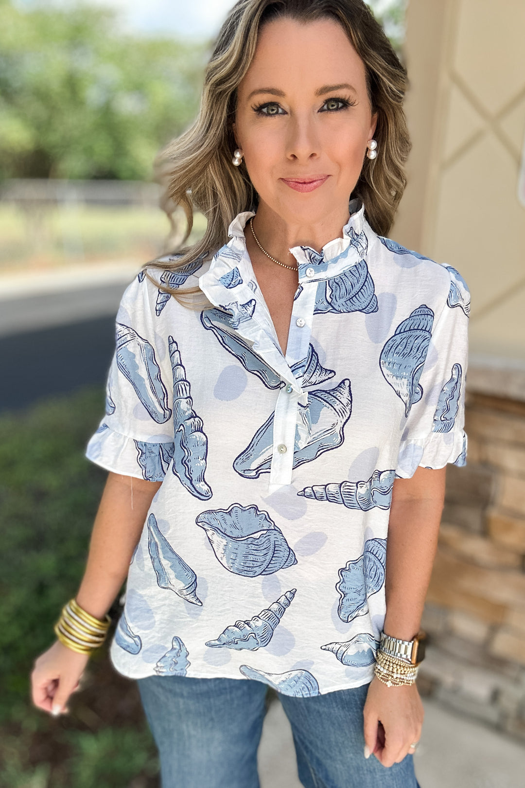 Sea Shell Ruffle Blouse