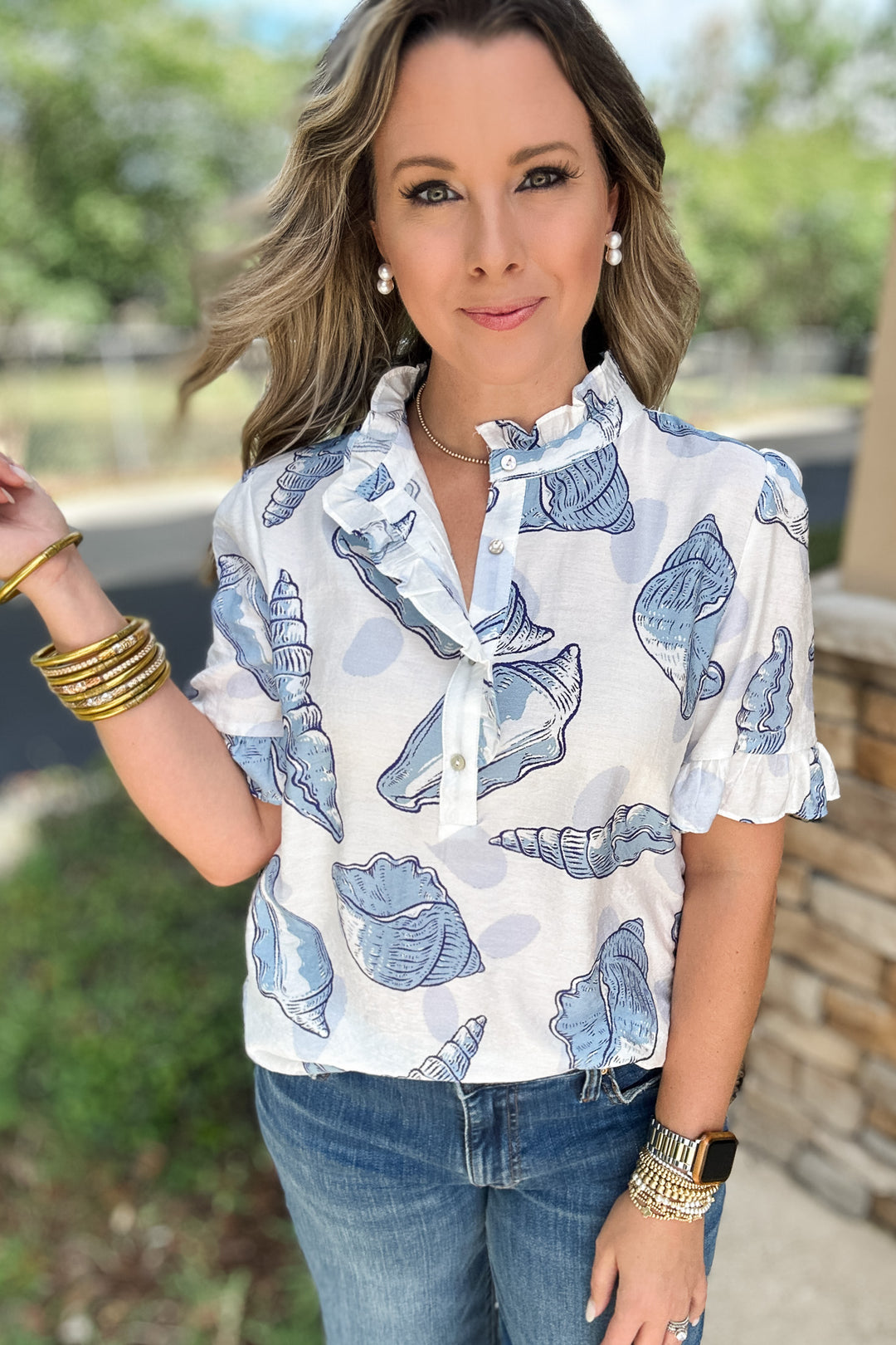 Sea Shell Ruffle Blouse