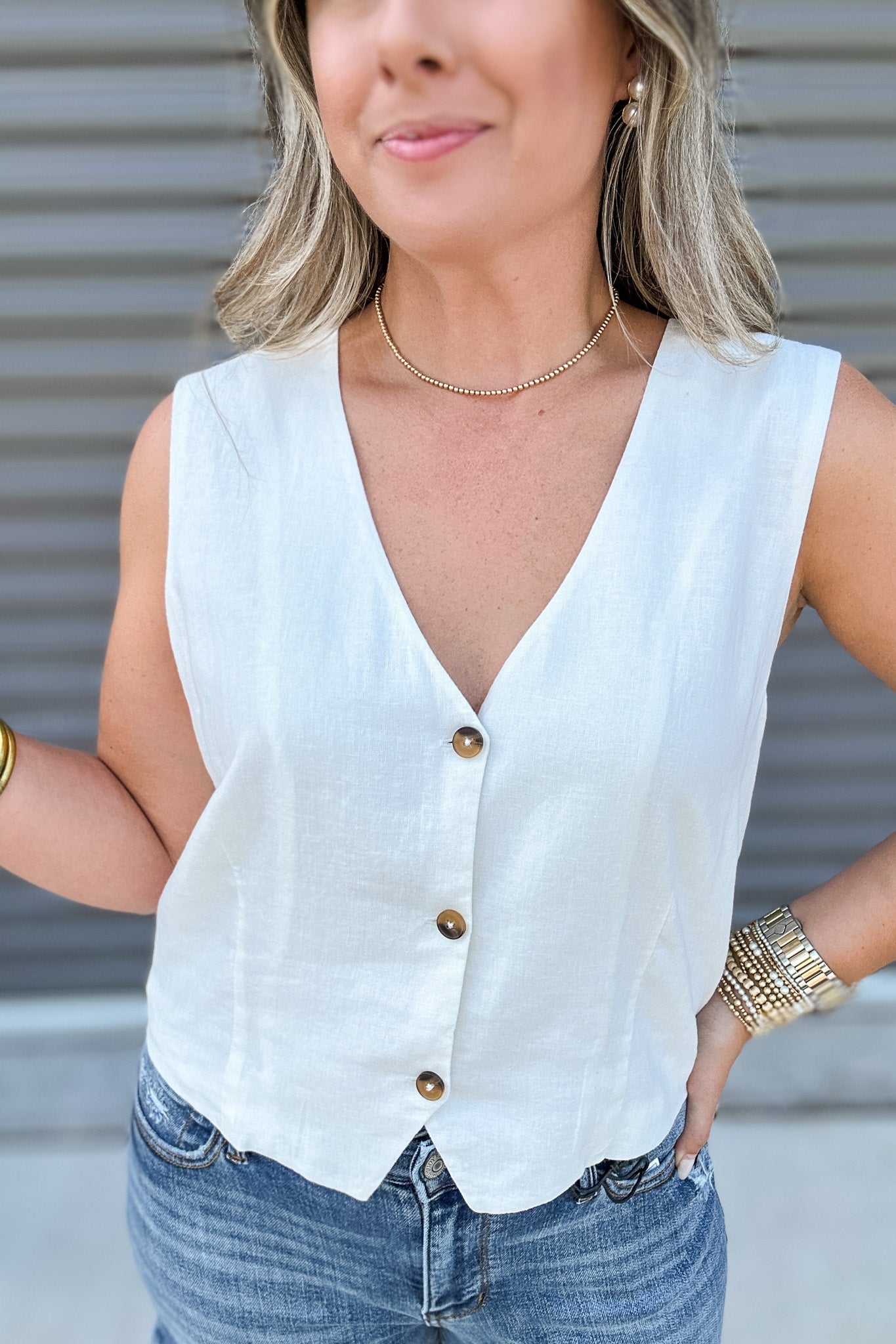 Z Supply: Marta Linen Vest - White – B Social Boutique