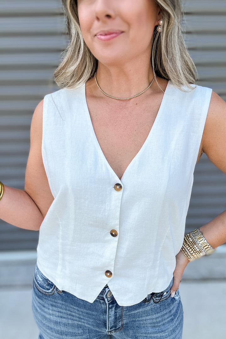 Z Supply: Marta Linen Vest - White