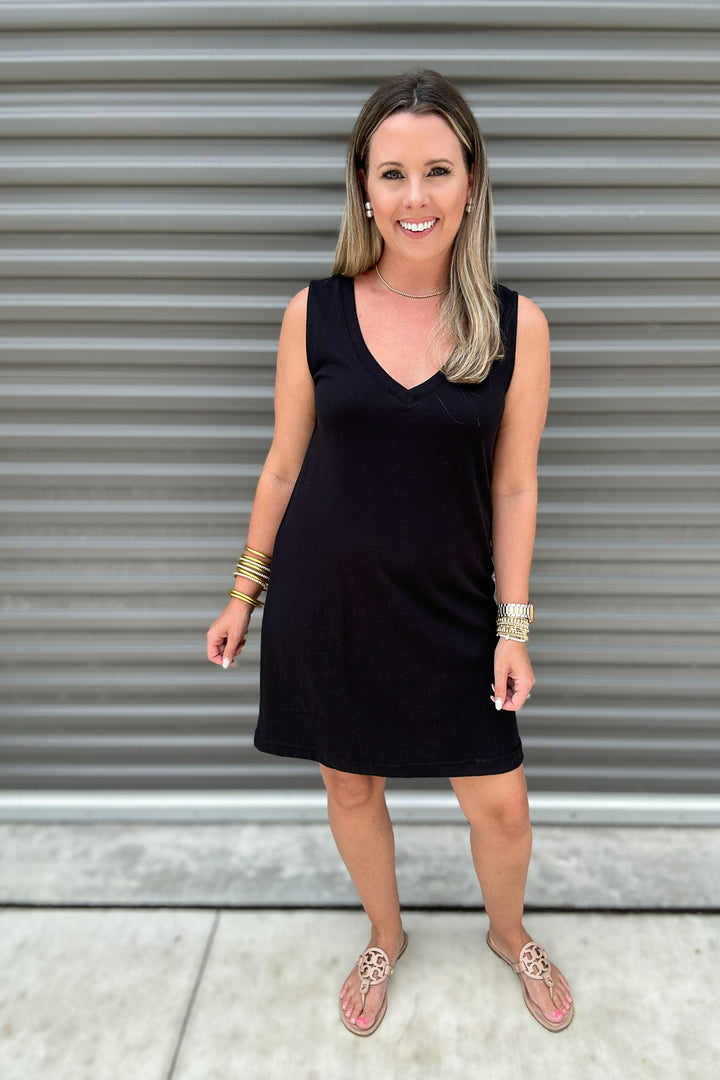 Z Supply: Sloane V-Neck Mini Dress - Very Black