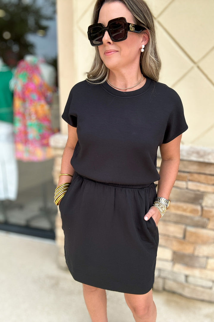 Spanx: AirEssentials Crew Sweatshirt Dress Very Black