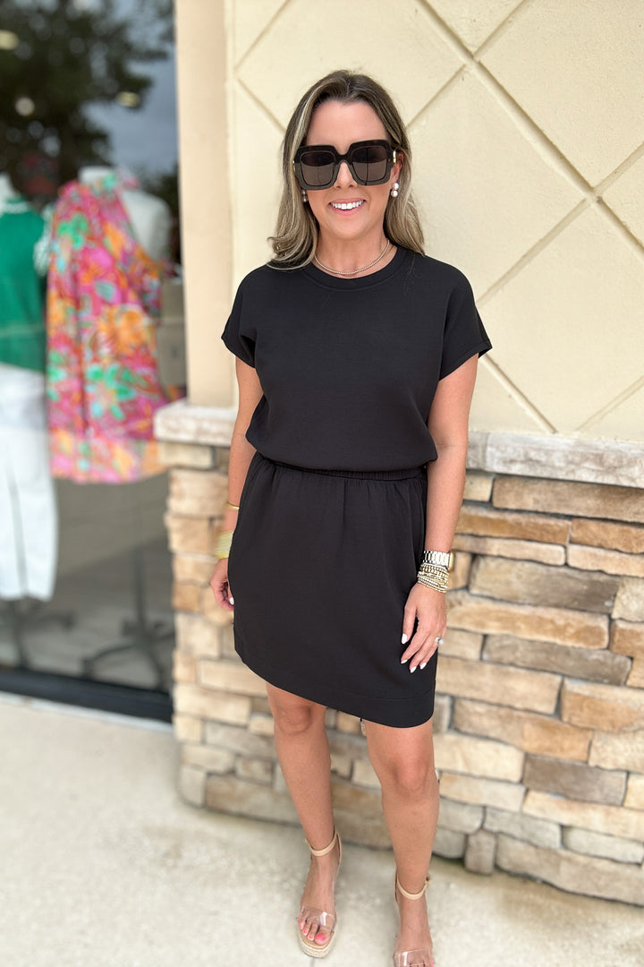 Spanx: AirEssentials Crew Sweatshirt Dress Very Black