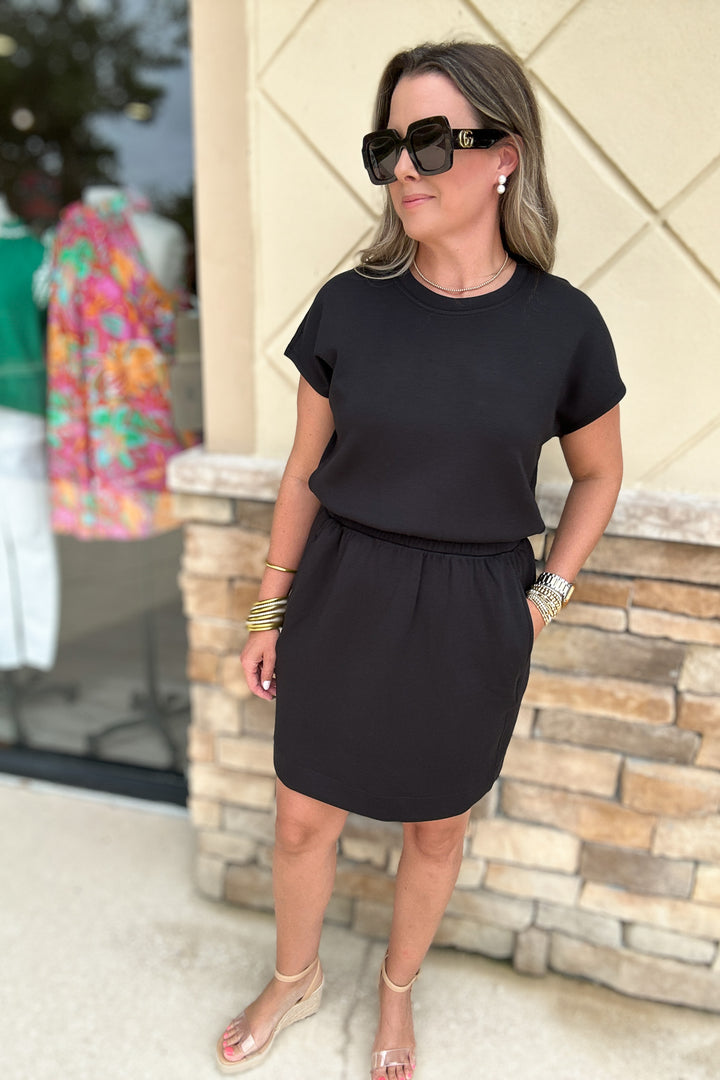 Spanx: AirEssentials Crew Sweatshirt Dress Very Black