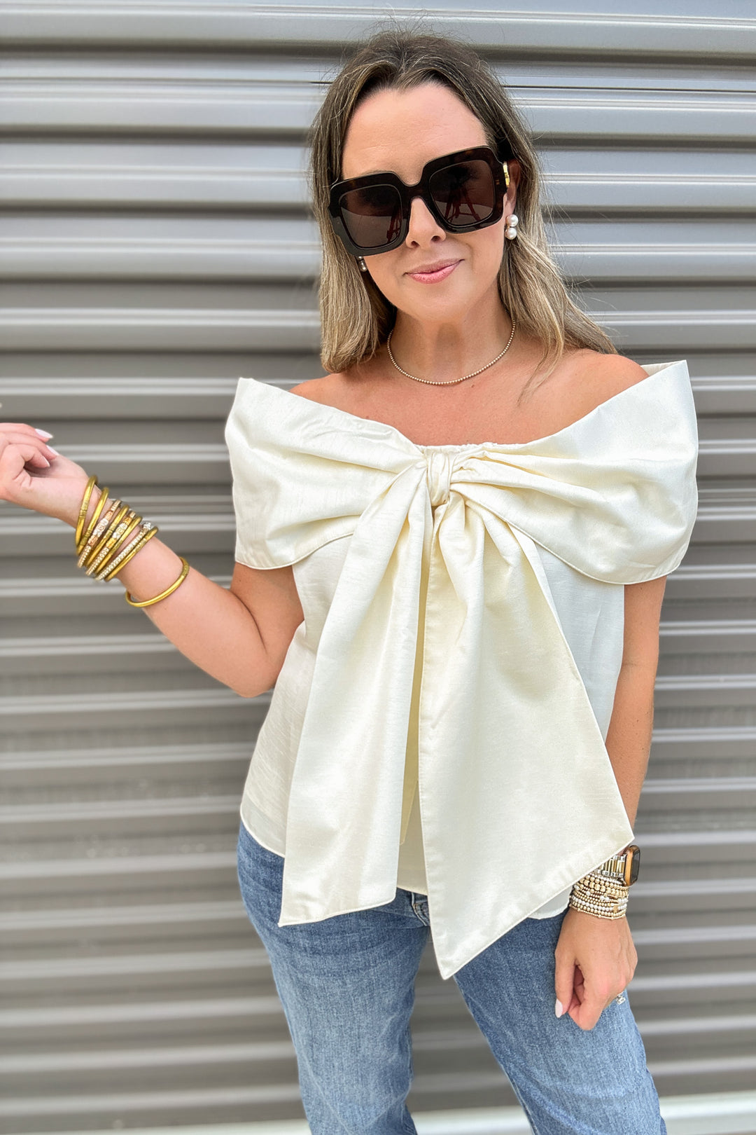 Strapless Bow Tastic Blouse - Ivory