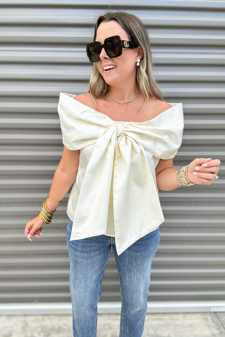 Strapless Bow Tastic Blouse - Ivory
