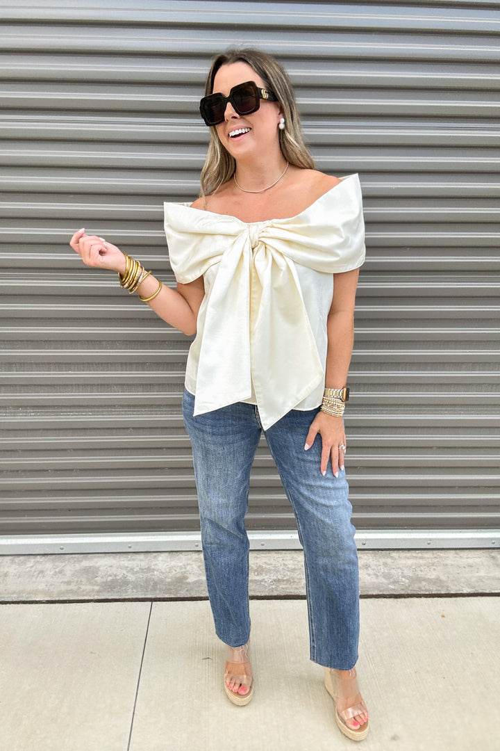 Strapless Bow Tastic Blouse - Ivory