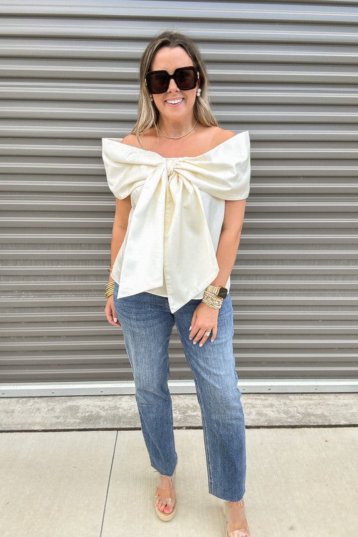Strapless Bow Tastic Blouse - Ivory