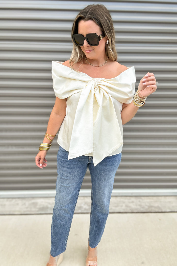 Strapless Bow Tastic Blouse - Ivory