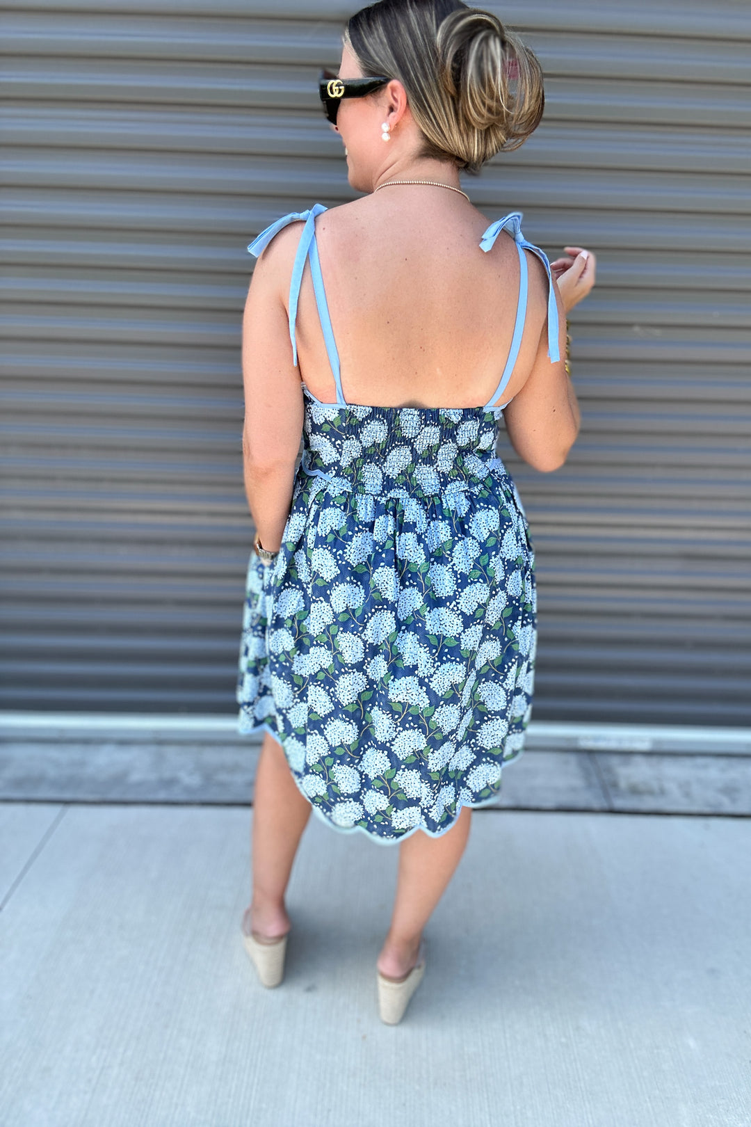 Tie It Up Scallop Hydrangea Dress