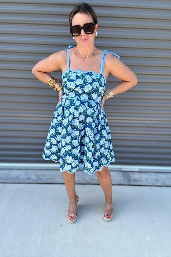 Tie It Up Scallop Hydrangea Dress