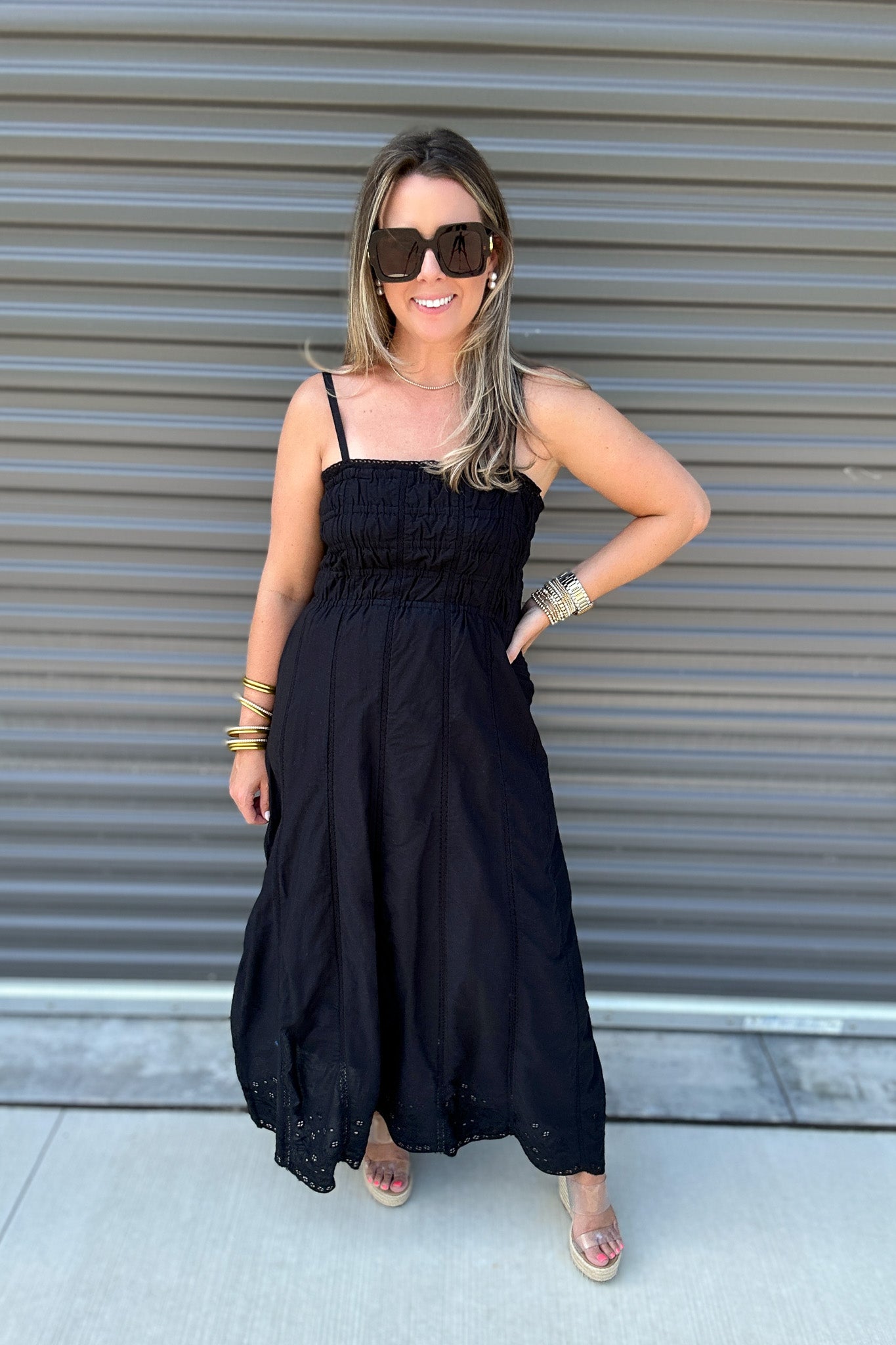 Z Supply: Dani Embroidered Midi Dress Black – B Social Boutique