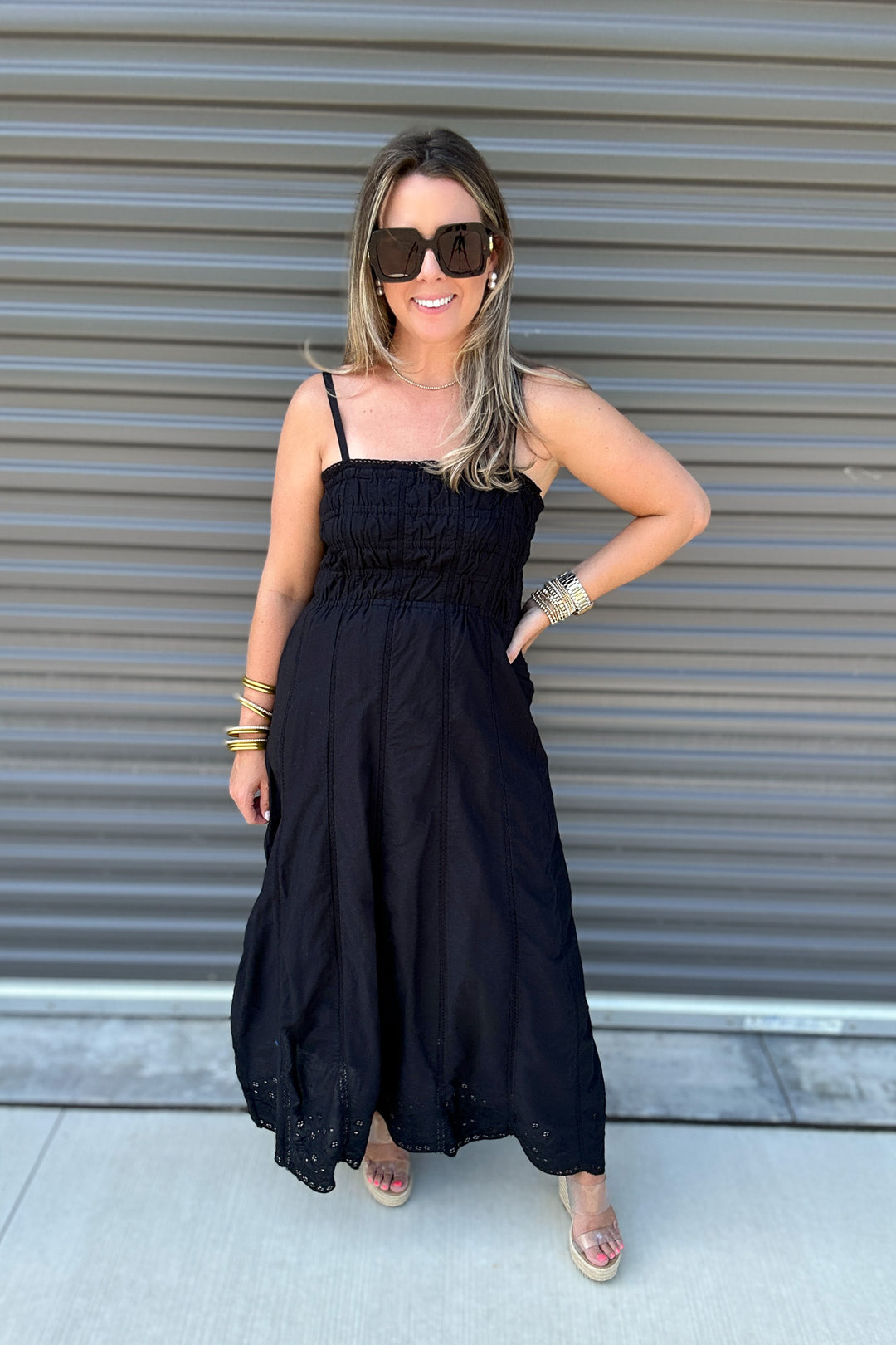Z Supply: Dani Embroidered Midi Dress Black B Social Boutique Z Supply: Dani Embroidered Midi Dress Black B Social Boutique