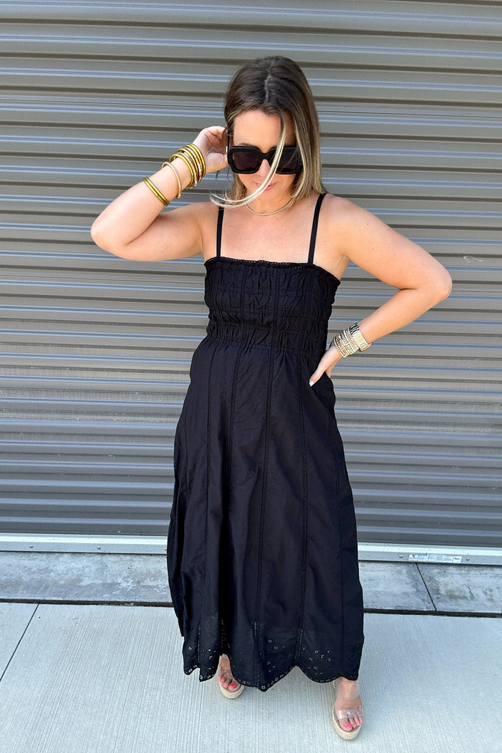 Z Supply: Dani Embroidered Midi Dress Black