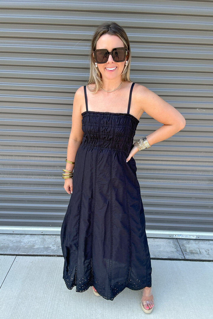 Z Supply: Dani Embroidered Midi Dress Black