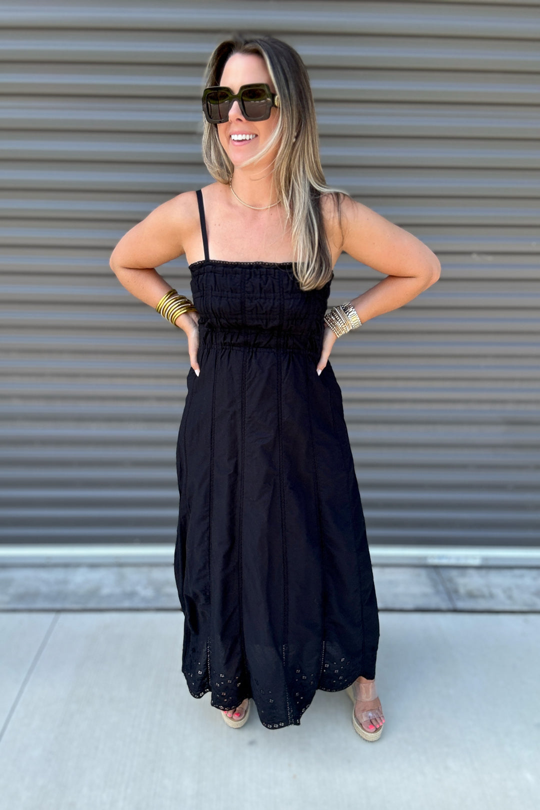 Z Supply: Dani Embroidered Midi Dress Black