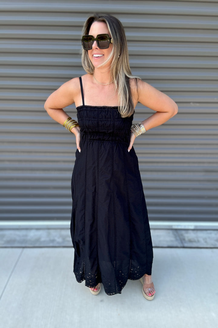 Z Supply: Dani Embroidered Midi Dress Black