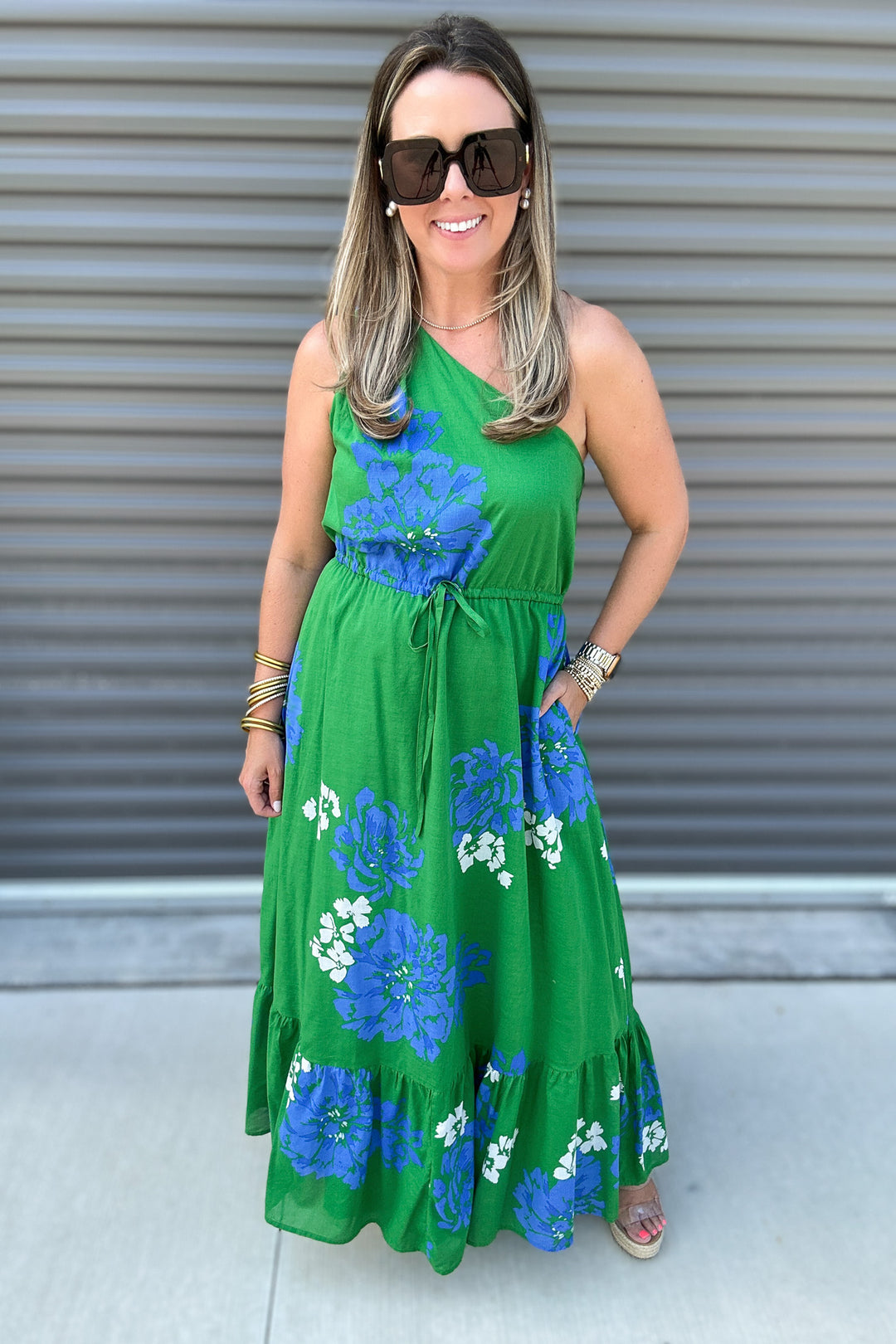 Hemmi Floral Elya One Shoulder Maxi Dress