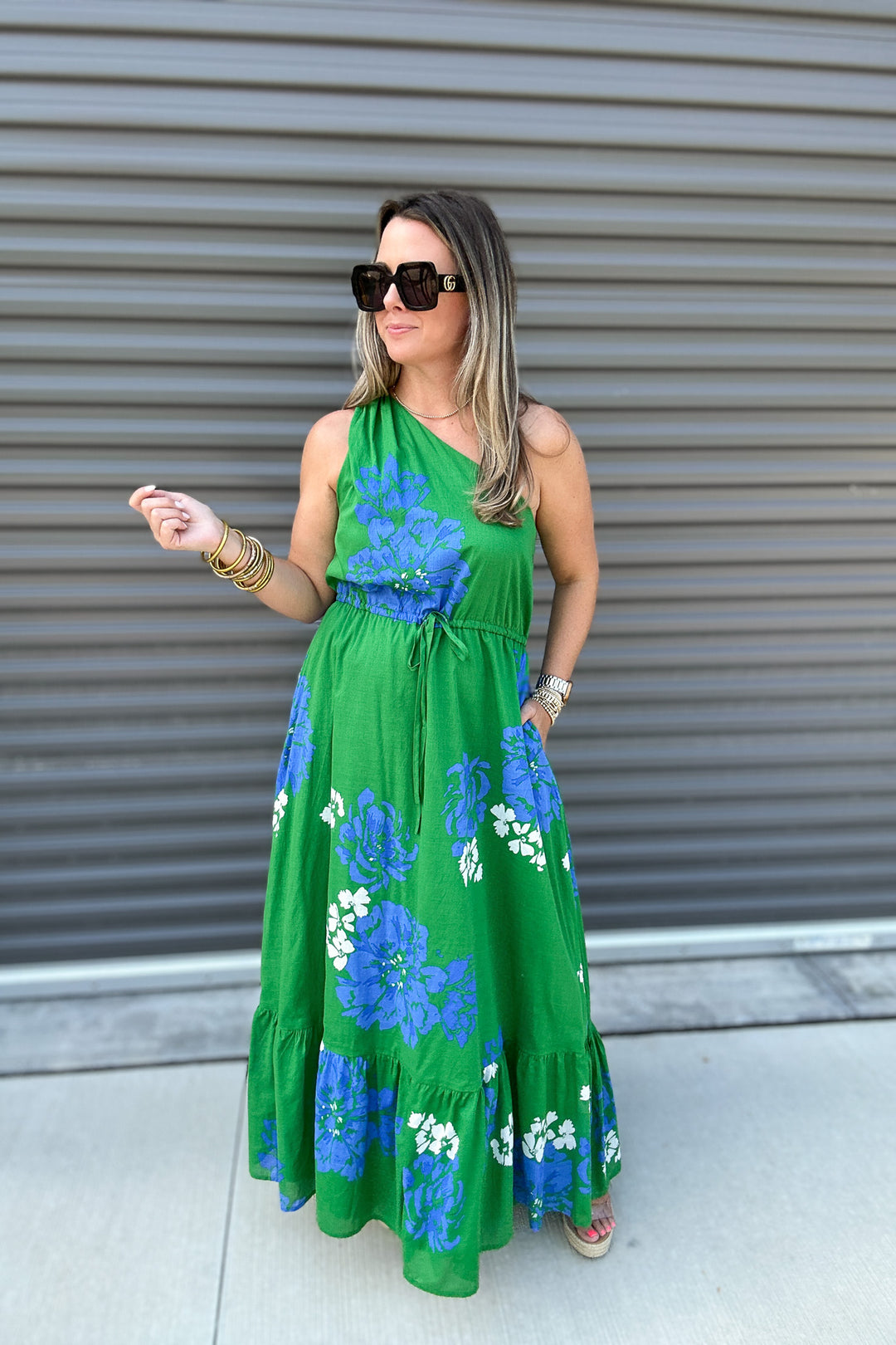 Hemmi Floral Elya One Shoulder Maxi Dress