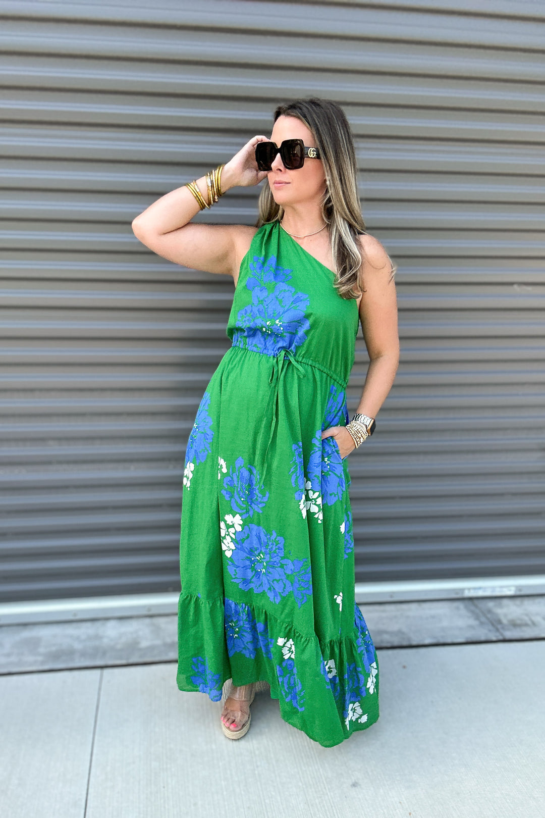 Hemmi Floral Elya One Shoulder Maxi Dress