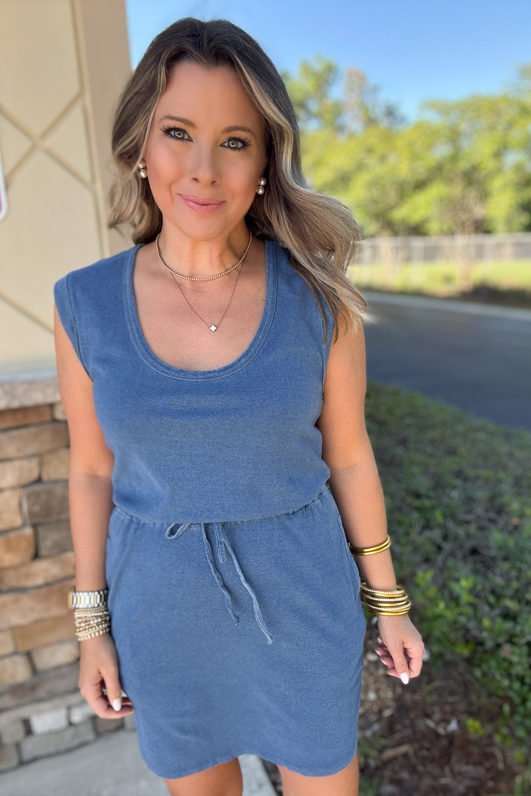 Z Supply: Dayshift Denim Mini Dress Vintage Indigo