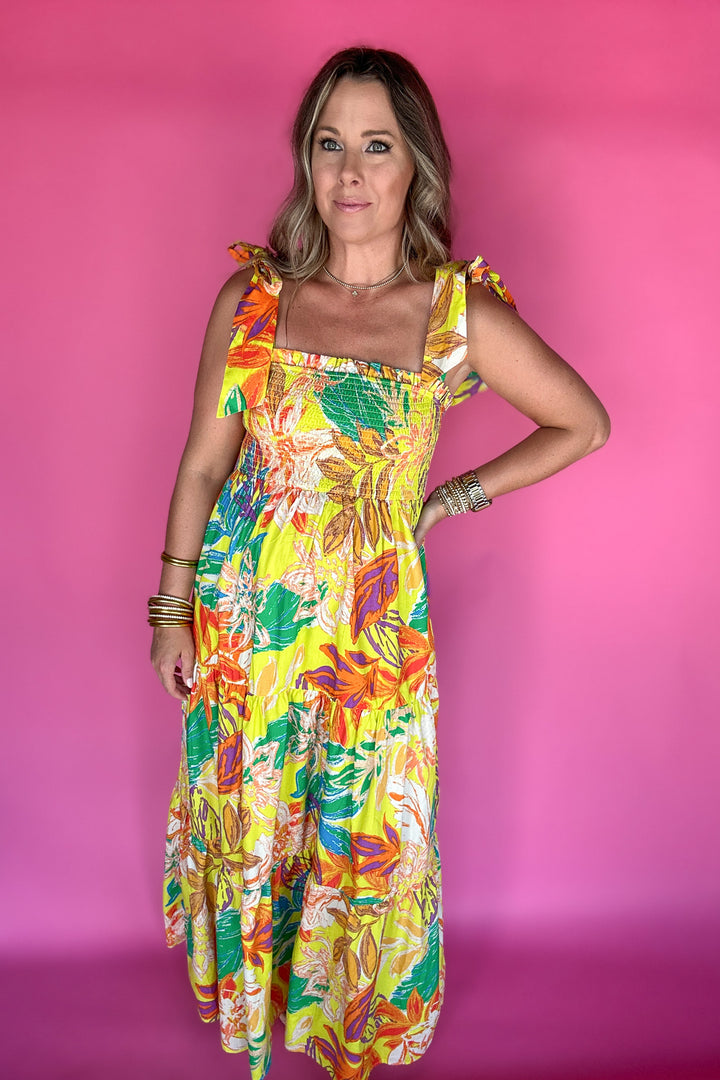 Into The Tropics Tie Shoulder maxi Dress