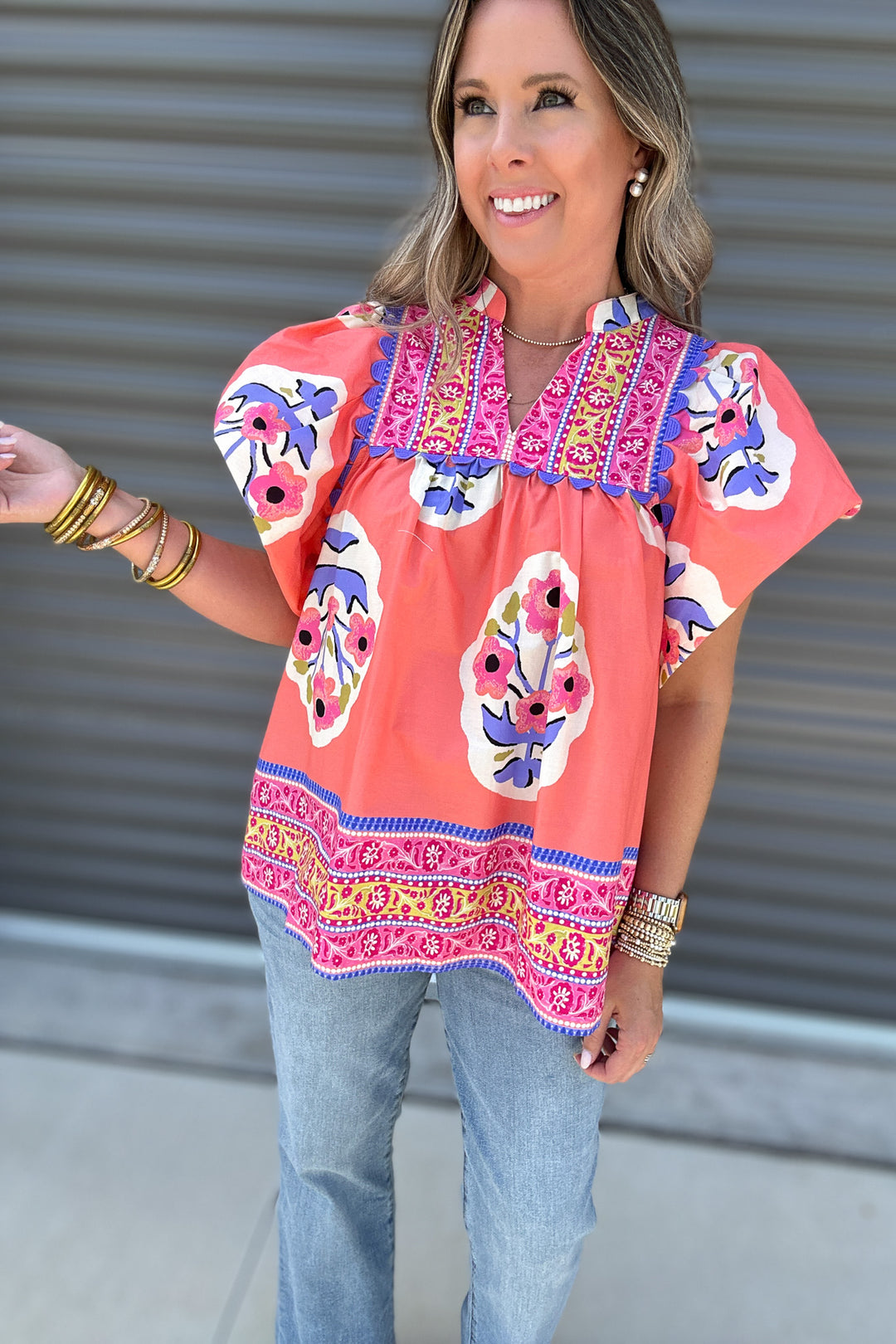 Locked On Floral Blouse - Coral