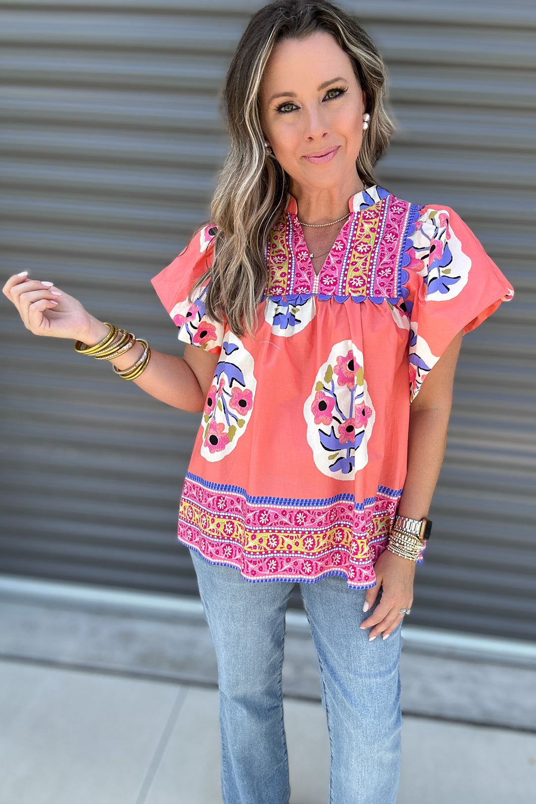 Locked On Floral Blouse - Coral