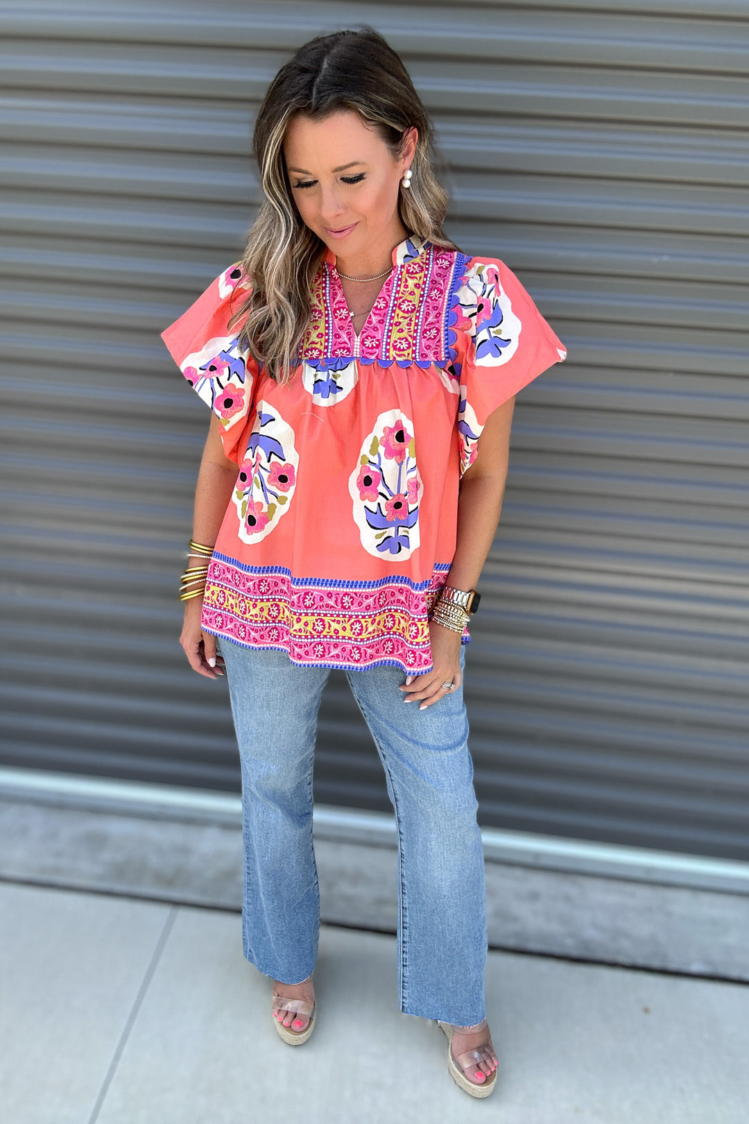 Locked On Floral Blouse - Coral