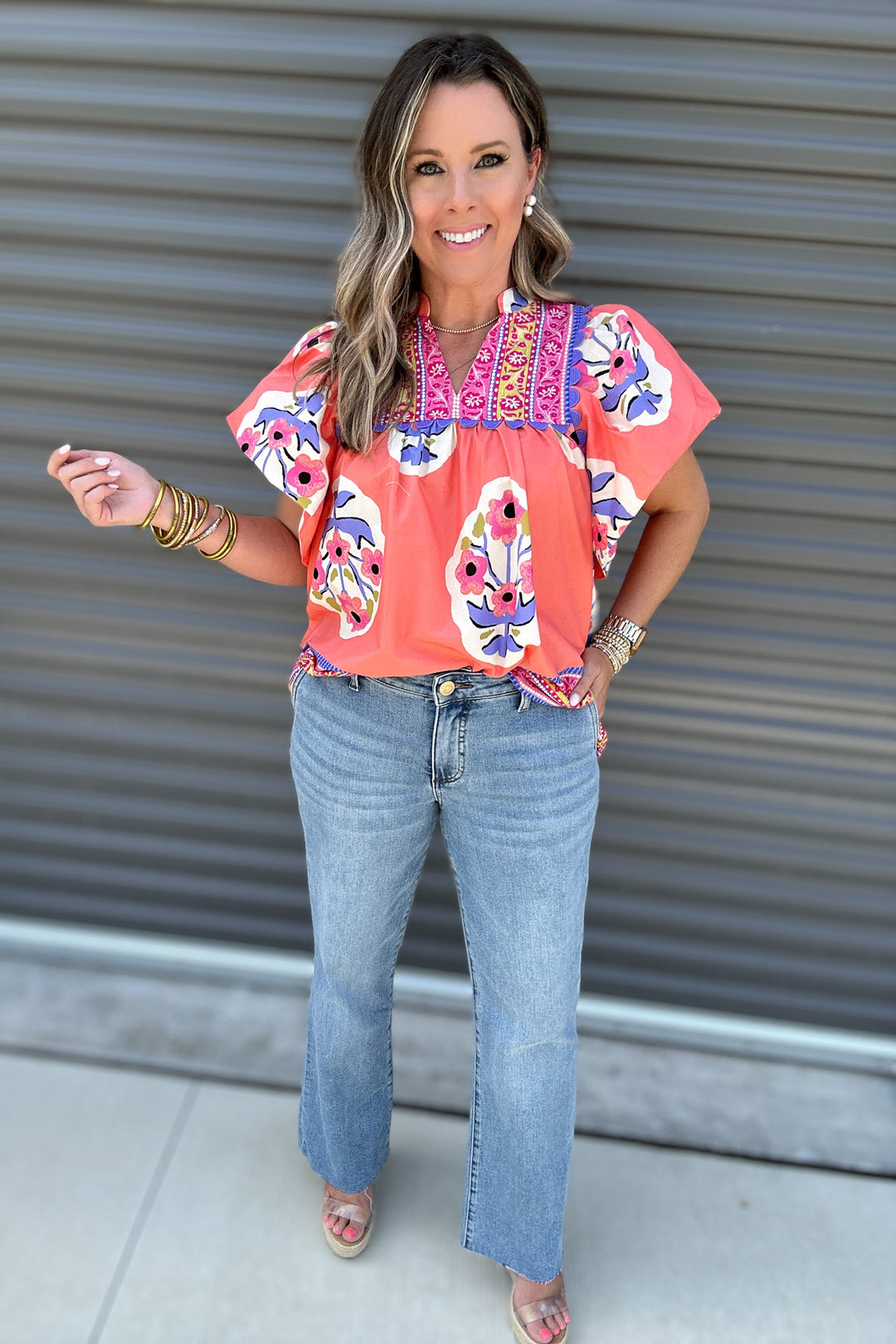 Locked On Floral Blouse - Coral