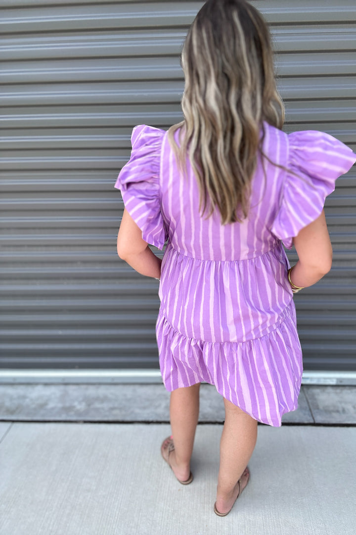 Lavender Ruffle Sleeve Dress