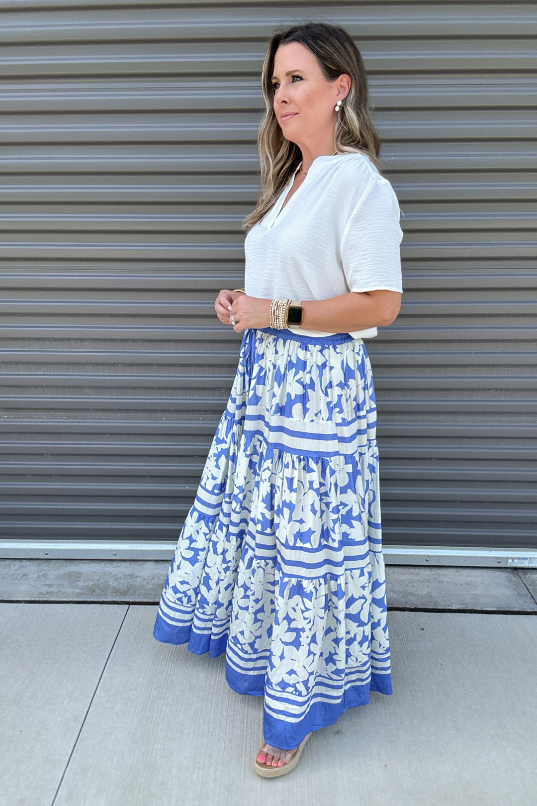 Spring Escape Maxi Skirt - Blue