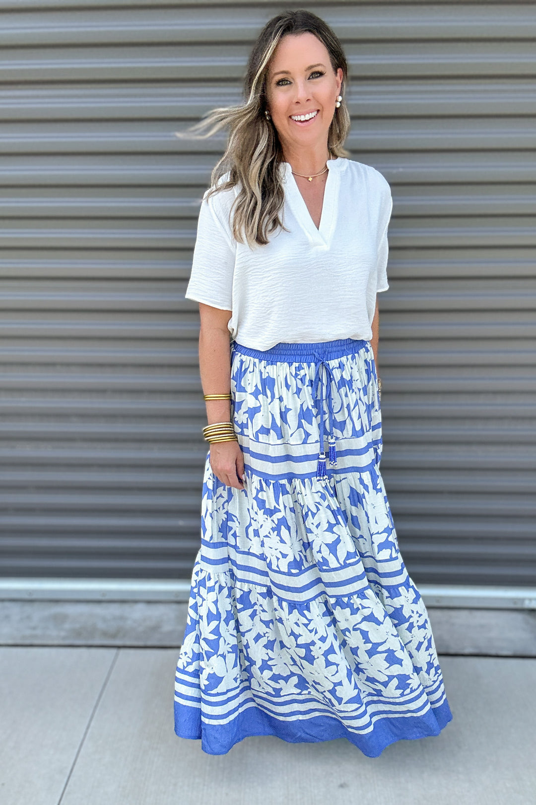 Spring Escape Maxi Skirt - Blue