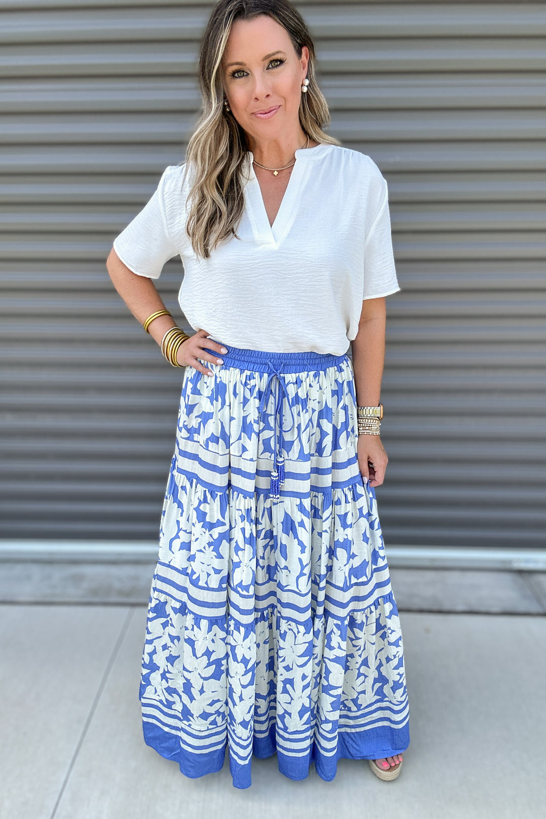 Spring Escape Maxi Skirt - Blue