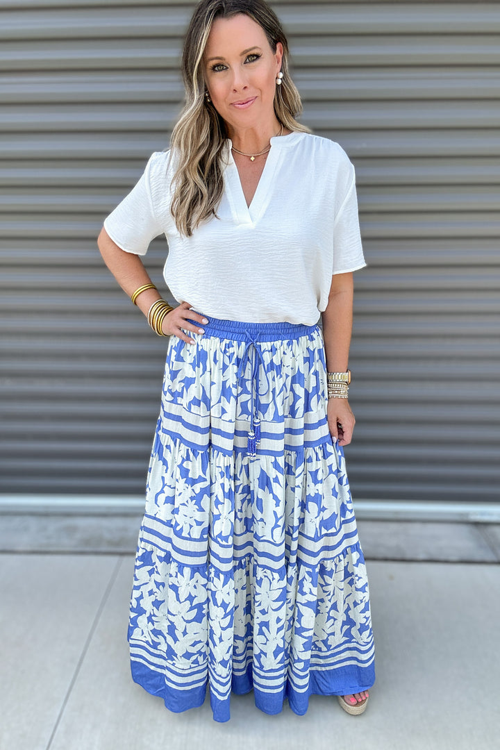 Spring Escape Maxi Skirt - Blue
