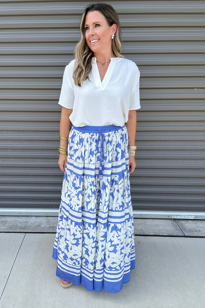 Spring Escape Maxi Skirt - Blue