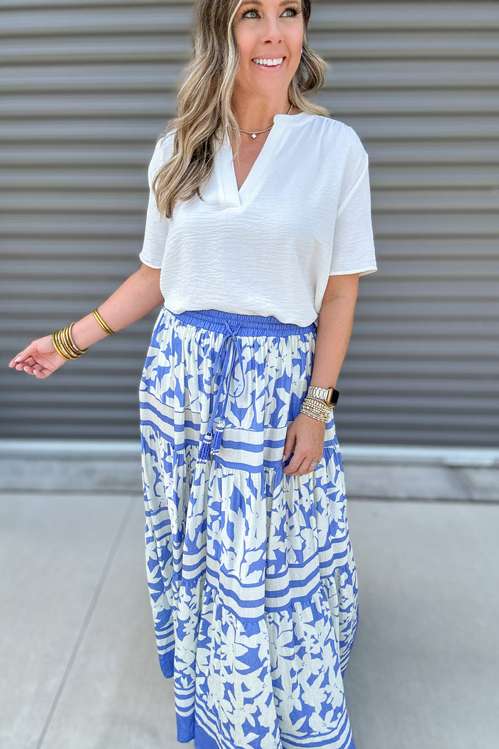 Spring Escape Maxi Skirt - Blue