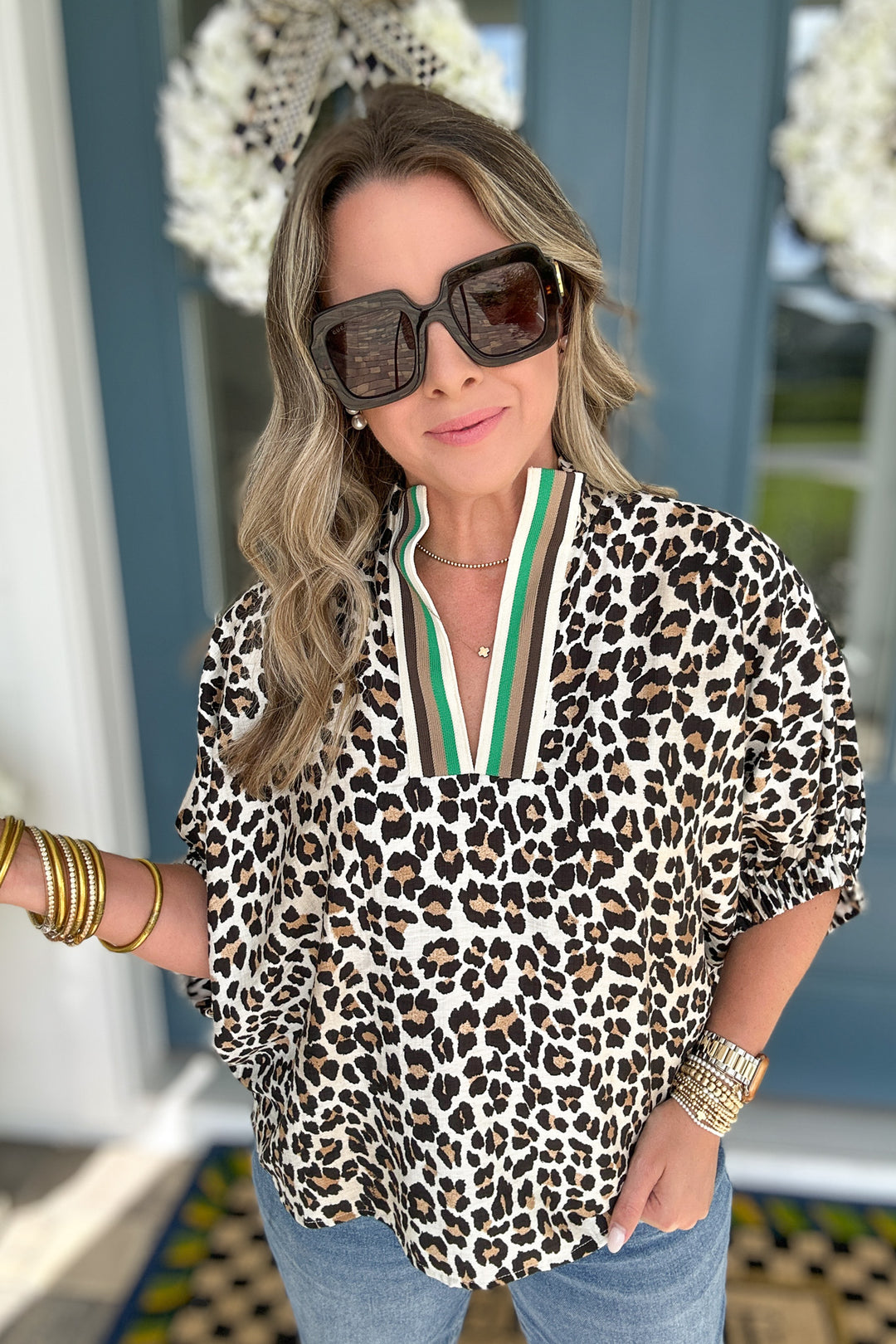 Leopard Dolman Top - Camel