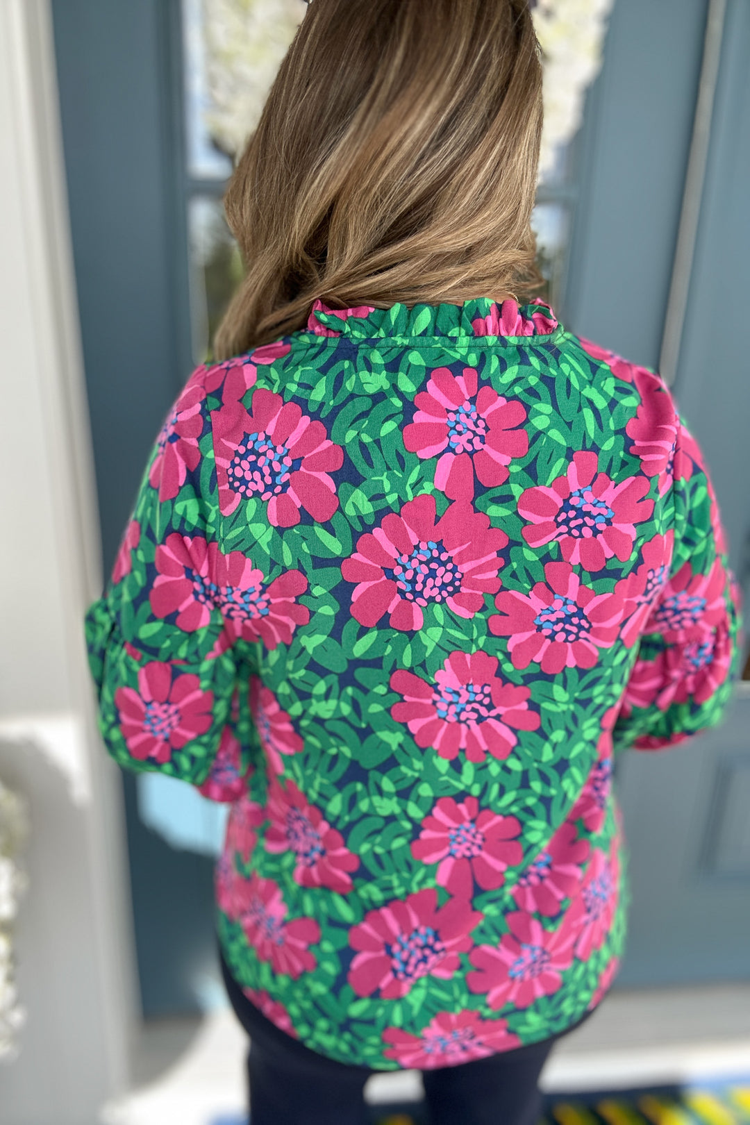 Lexi Top - Wildflower Navy + Pink