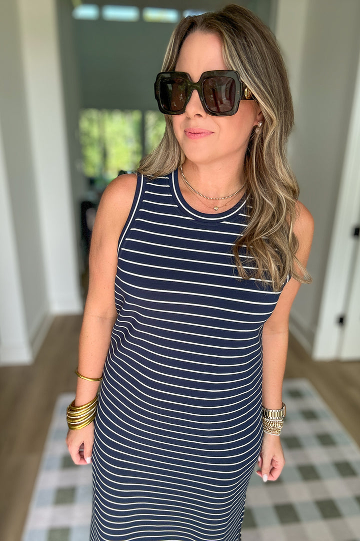 Spanx: AirEssentials Stripe Sleeveless Maxi - Timeless Navy