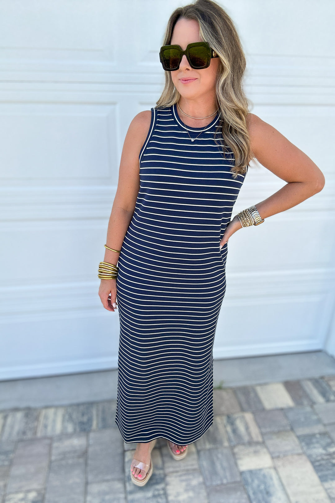 Spanx: AirEssentials Stripe Sleeveless Maxi - Timeless Navy