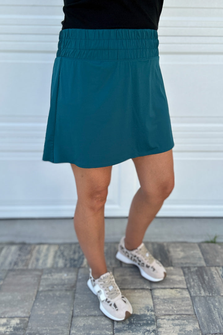 Spanx: Activate Skort, 14" - Emerald Bay Teal