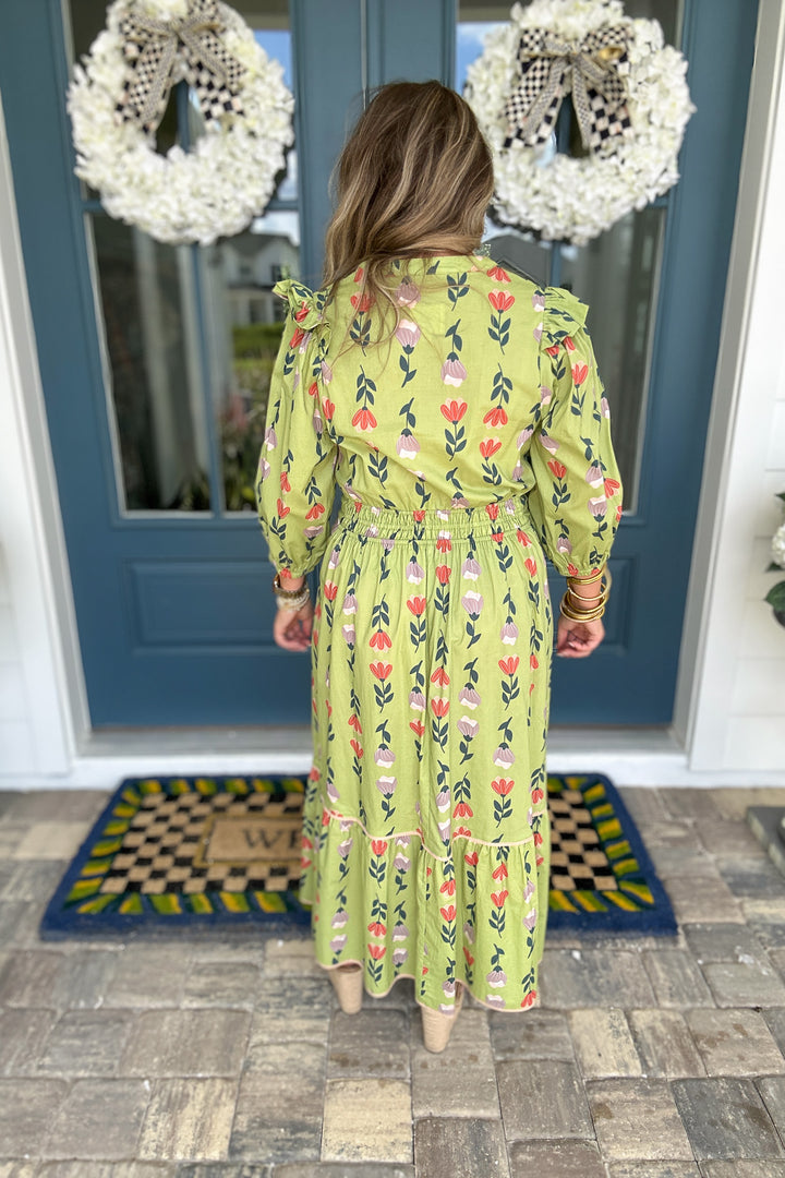 Tulip Garden Midi Dress - Sage
