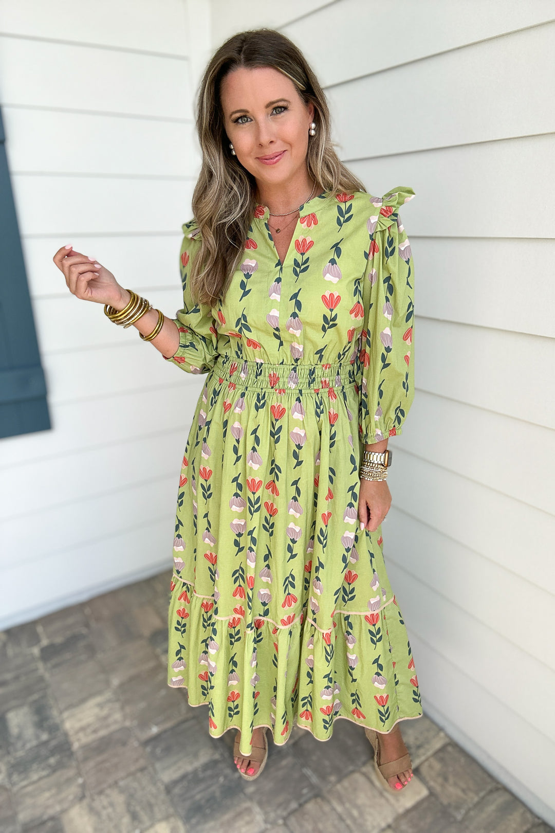 Tulip Garden Midi Dress - Sage