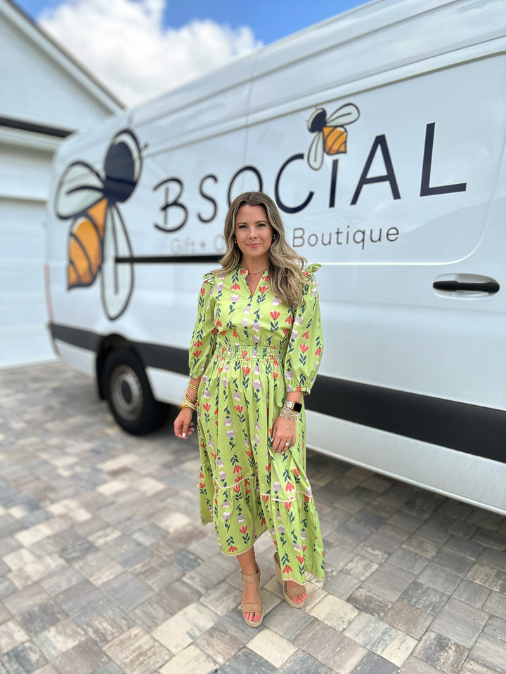 Tulip Garden Midi Dress - Sage